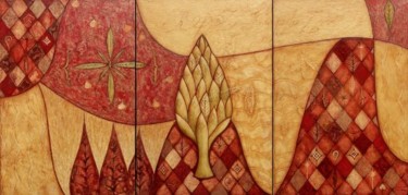 Malerei mit dem Titel "Thyoh(tree panels)" von Kasia Blekiewicz, Original-Kunstwerk