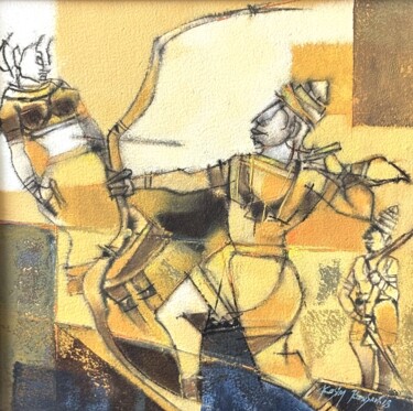 Pintura titulada "Ramayana 3" por Kasim Kanasavi, Obra de arte original, Acrílico Montado en Bastidor de camilla de madera