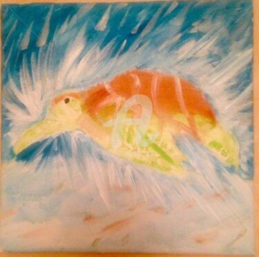 Painting titled "Sea turtle     ©" by Kasiopea, Original Artwork, Acrylic