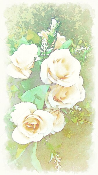 Фотография под названием "Aquarelle rose blan…" - Kasiopea, Подлинное произведение искусства, Цифровая фотография