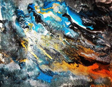 Painting titled "Montagne la nuit ©" by Kasiopea, Original Artwork, Acrylic