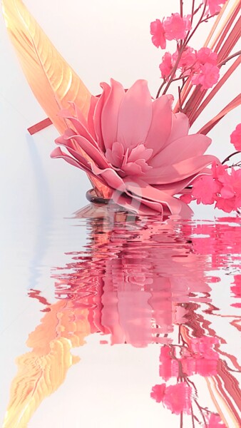 Fotografia intitolato "Reflet rose de porc…" da Kasiopea, Opera d'arte originale, Fotografia digitale