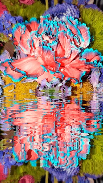 Photographie intitulée "Reflet Dianthus car…" par Kasiopea, Œuvre d'art originale, Photographie numérique