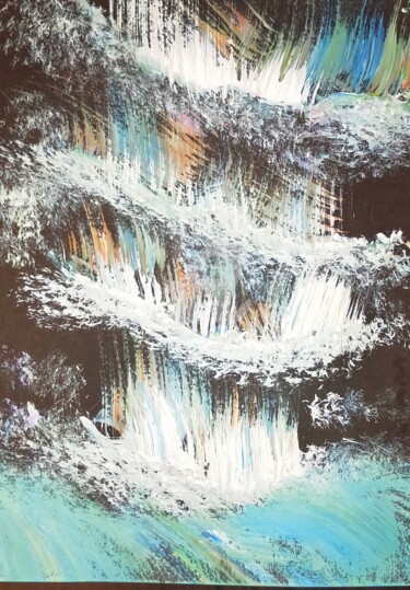 Dessin intitulée "Tempête de mer ©" par Kasiopea, Œuvre d'art originale, Acrylique