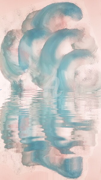Dessin intitulée "Reflet des vagues ©" par Kasiopea, Œuvre d'art originale, Aquarelle