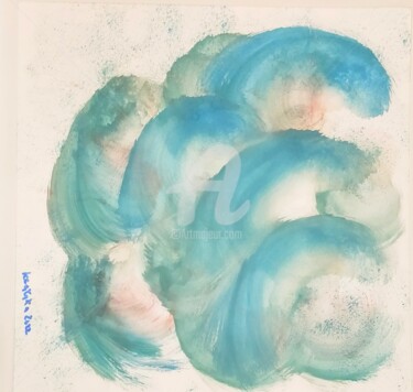 Dessin intitulée "Les vagues ©" par Kasiopea, Œuvre d'art originale, Aquarelle