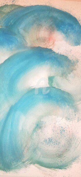 Dessin intitulée "Détail des vagues ©" par Kasiopea, Œuvre d'art originale, Aquarelle