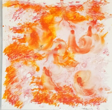 Dessin intitulée "Peuple orange ©" par Kasiopea, Œuvre d'art originale, Gouache