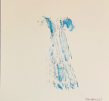 Dessin intitulée "Robe ruisseau ©" par Kasiopea, Œuvre d'art originale, Aquarelle