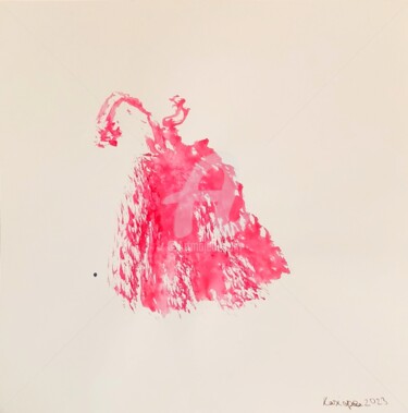 Dibujo titulada "Robe décolletée rou…" por Kasiopea, Obra de arte original, Gouache