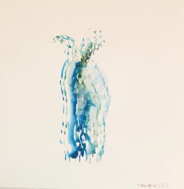 Dessin intitulée "Robe élément eau ©" par Kasiopea, Œuvre d'art originale, Gouache
