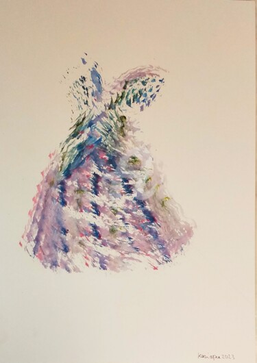 Drawing titled "Robe forêt ©" by Kasiopea, Original Artwork, Gouache