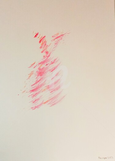 Desenho intitulada "Robe tourbillon ros…" por Kasiopea, Obras de arte originais, Guache