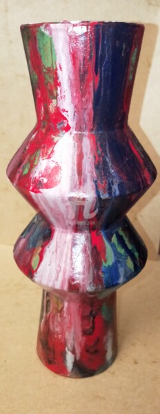 Sculpture titled "Le vase fleurit ©" by Kasiopea, Original Artwork, Paper maché