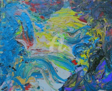 Painting titled "Le ruisseau jaune  ©" by Kasiopea, Original Artwork, Acrylic