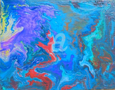 Painting titled "Eaux colorées ©" by Kasiopea, Original Artwork, Acrylic