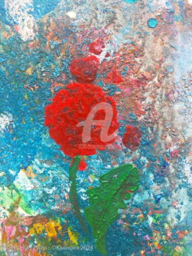 Peinture intitulée "La rose rouge ©" par Kasiopea, Œuvre d'art originale, Acrylique