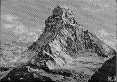 Painting titled "Matterhorn 1" by Kaspar Von Bergen- Mountainart, Original Artwork, Acrylic Mounted on Wood Stretcher frame