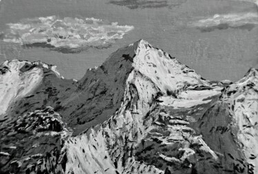 「Blümlisalphorn」というタイトルの絵画 Kaspar Von Bergen- Mountainartによって, オリジナルのアートワーク, アクリル ウッドパネルにマウント