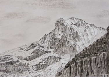 Σχέδιο με τίτλο "Ärmighorn 1" από Kaspar Von Bergen- Mountainart, Αυθεντικά έργα τέχνης, Γραφίτης