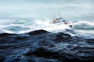 Malerei mit dem Titel "ROUGH SEA" von Łukasz Kasperczyk, Original-Kunstwerk, Öl