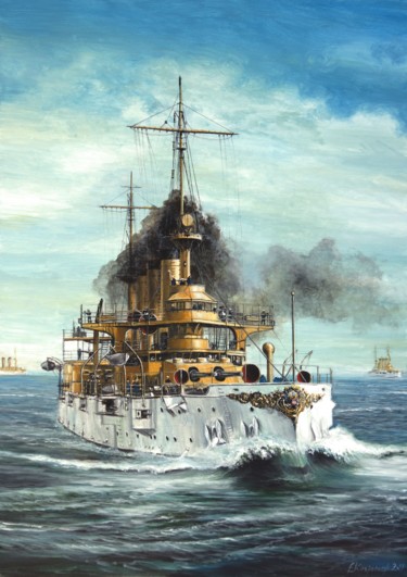 Pintura intitulada "USS Conecticut" por Łukasz Kasperczyk, Obras de arte originais, Óleo