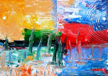 Peinture intitulée "Réflection sur le t…" par J. Kaspin, Œuvre d'art originale, Huile