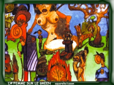 Peinture intitulée "LA FEMME SUR LE GRE…" par Margarida Viegas (kassistys), Œuvre d'art originale, Autre