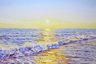 Painting titled "Magic sunset. Ocean." by Kasta, Original Artwork, Acrylic Mounted on Wood Stretcher frame