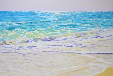 Painting titled "Ocean 2." by Kasta, Original Artwork, Acrylic Mounted on Wood Stretcher frame