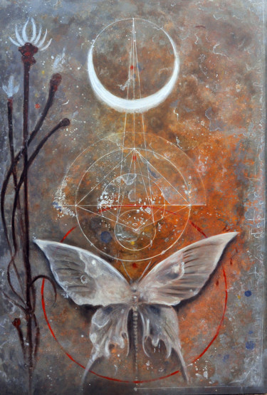 Картина под названием "Butterfly Below the…" - Kasun Wickramasinghe, Подлинное произведение искусства, Акрил Установлен на Д…