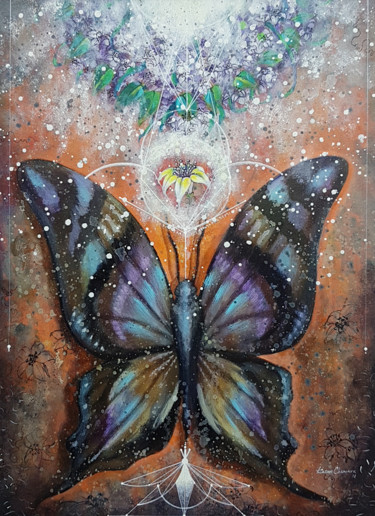 Картина под названием "The Blooming Butter…" - Kasun Wickramasinghe, Подлинное произведение искусства, Акрил Установлен на Д…