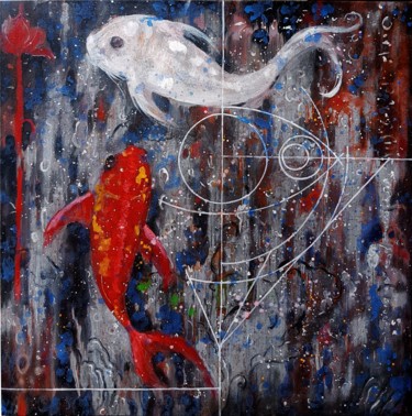 Картина под названием "Against the Current" - Kasun Wickramasinghe, Подлинное произведение искусства, Акрил Установлен на Де…