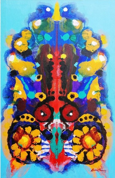 Картина под названием "Smears on a Flamboy…" - Kasun Wickramasinghe, Подлинное произведение искусства, Акрил Установлен на Д…
