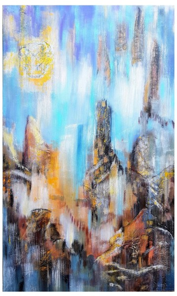 Painting titled "Locked in a Tower" by Kasun Wickramasinghe, Original Artwork, Acrylic Mounted on Wood Stretcher frame