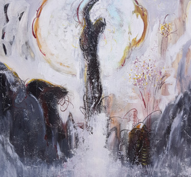 Malarstwo zatytułowany „Hope in Darkness” autorstwa Kasun Wickramasinghe, Oryginalna praca, Akryl Zamontowany na Drewniana r…