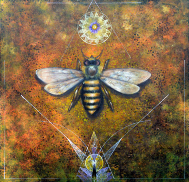 Картина под названием "Queen Bee" - Kasun Wickramasinghe, Подлинное произведение искусства, Акрил Установлен на Деревянная р…