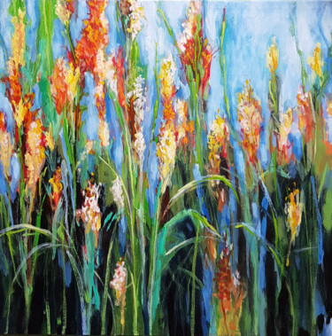 Malerei mit dem Titel "Blooming in the Wild" von Kasun Wickramasinghe, Original-Kunstwerk, Acryl Auf Keilrahmen aus Holz mon…