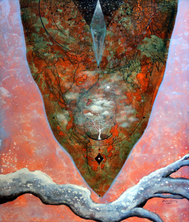 Pittura intitolato "The Silver Tree" da Kasun Wickramasinghe, Opera d'arte originale, Acrilico Montato su Telaio per barella…