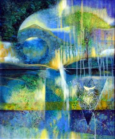 Картина под названием "Paradise Land" - Kasun Wickramasinghe, Подлинное произведение искусства, Акрил Установлен на Деревянн…
