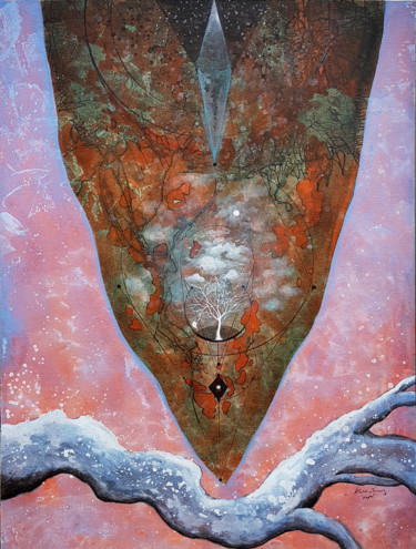 Картина под названием "Life of a Tree" - Kasun Wickramasinghe, Подлинное произведение искусства, Акрил Установлен на Деревян…