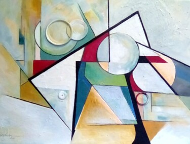 Painting titled "Mid-Century Boogie" by Kat Gordon, Original Artwork, Acrylic Mounted on Wood Stretcher frame