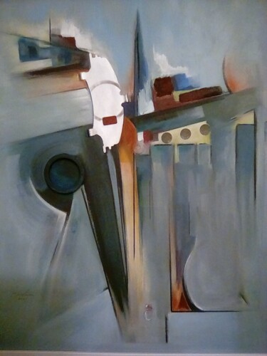 Painting titled "Fog Down the Docks" by Kat Gordon, Original Artwork, Acrylic