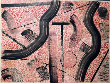 Peinture intitulée "The Black & Red Voi…" par Kat Shevchenko, Œuvre d'art originale, Encre