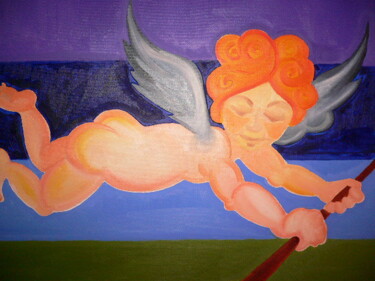 Pintura intitulada "Happy Angel" por Kat Vel, Obras de arte originais, Acrílico