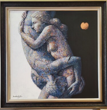 Painting titled "YIN & YANG" by Kata Rudakova, Original Artwork, Acrylic Mounted on Wood Stretcher frame