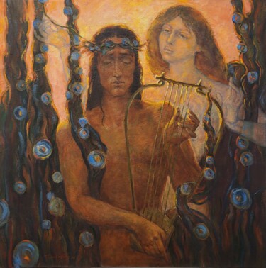 Painting titled "ORPHEUS SI EURIDICE" by Kata Rudakova, Original Artwork, Oil