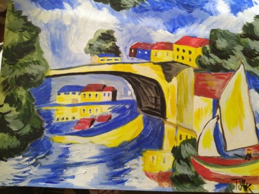 Painting titled "bridge" by Katalin Tóth, Original Artwork, Acrylic