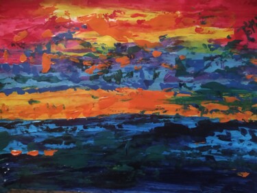 Peinture intitulée "summer lake" par Katalin Tóth, Œuvre d'art originale, Acrylique