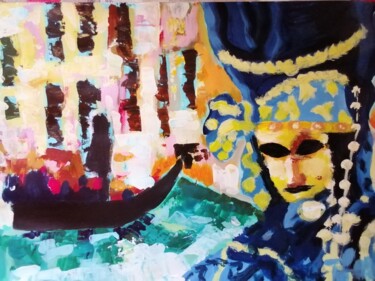 Schilderij getiteld "Carnival of Venice" door Katalin Tóth, Origineel Kunstwerk, Acryl